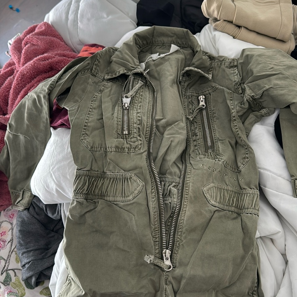 Army green cargo jumper little girls maison margiela size 4